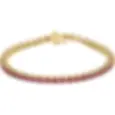 14K Yellow Gold Natural Ruby Line 7" Bracelet