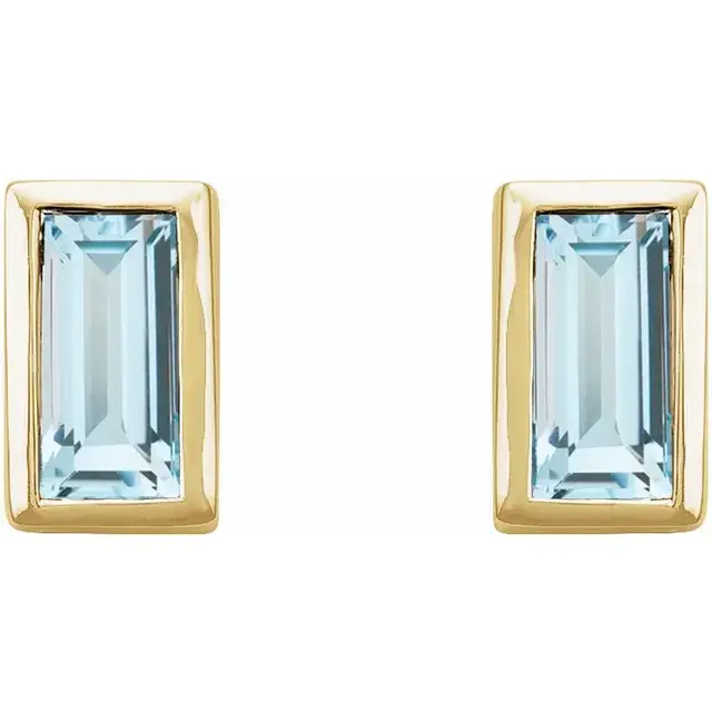 Thumbnail: 14K Yellow Gold Sky Blue Topaz Bezel-Set Earrings