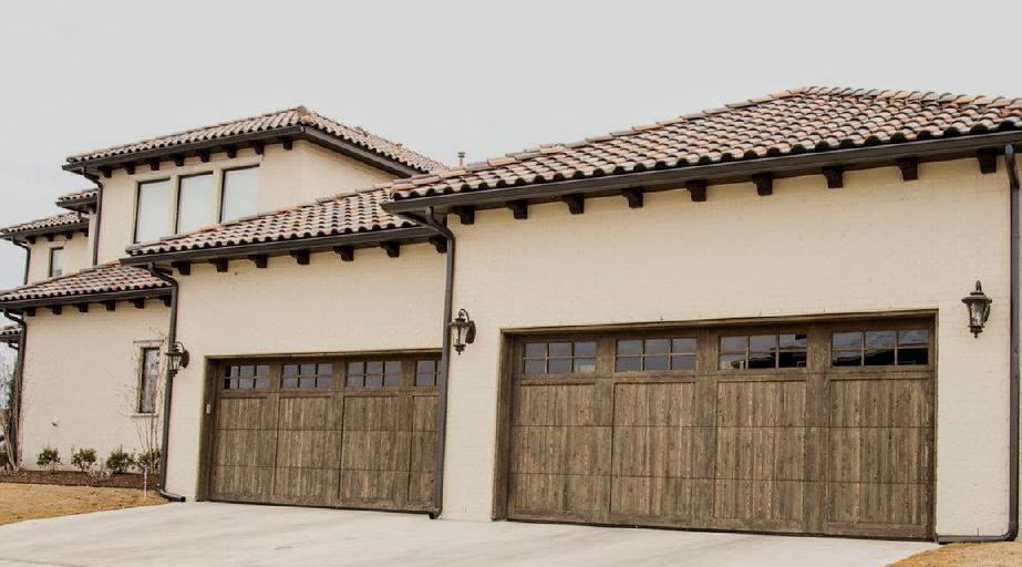 Dark Wood Garage Doors with windows