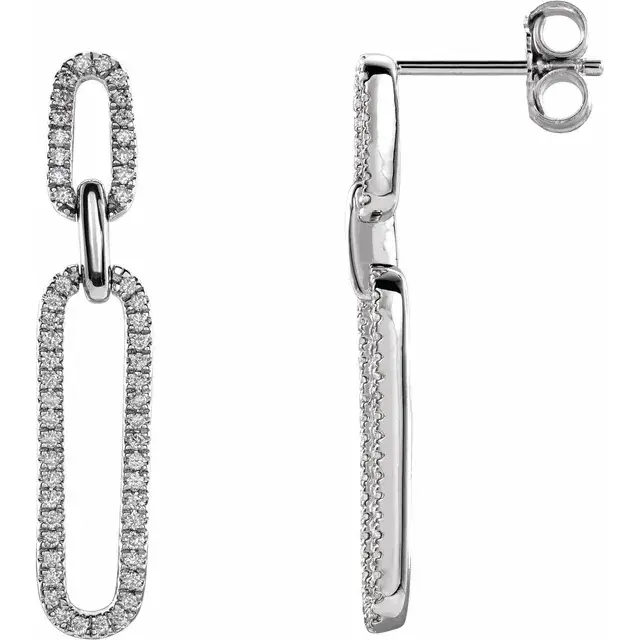 Thumbnail: 14K White Gold 1/3 CTW Natural Diamond Link Earrings