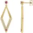 14K Yellow Gold Natural Pink Sapphire & 3/8 CTW Natural Diamond Geometric Earrings