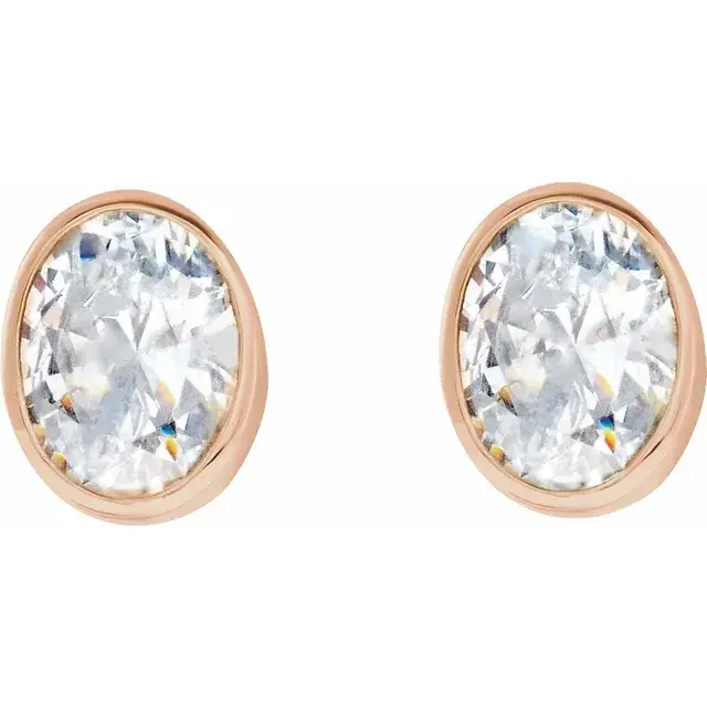 Thumbnail: 14K Rose Gold 1/3 CTW Natural Diamond Bezel-Set Earrings