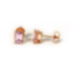 Genuine Emerald Cut Pink Sapphire Stud Earrings Set In 14k Rose Gold front and side view