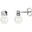 Thumbnail: 14K Gold White Freshwater Pearl & 1/10 ctw Natural Diamond Earrings
