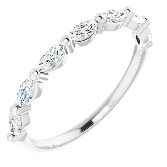 Thumbnail: 14K White Gold 4x2 mm Natural Diamond Marquise Anniversary Band