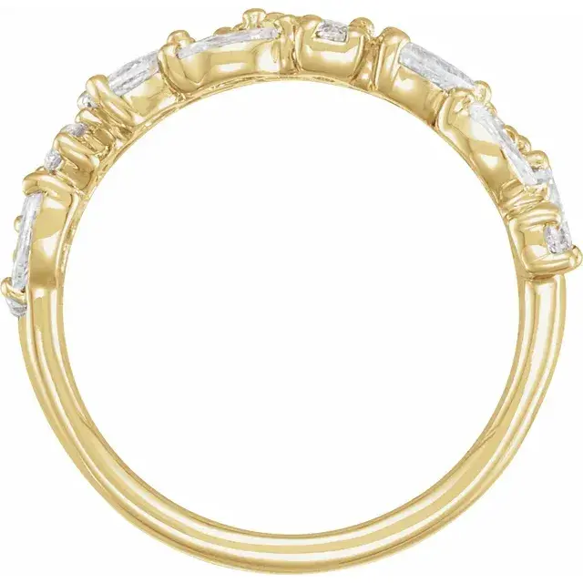 14K Yellow Gold 1 3/8 CTW Natural Diamond Anniversary Band Front View