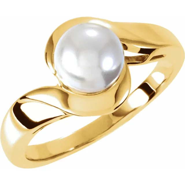 14K Gold Freshwater Pearl Solitaire Ring