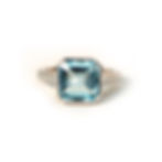 10 x 10 mm Asscher Cut Blue Topaz 14k White Gold Bezel Set Ring