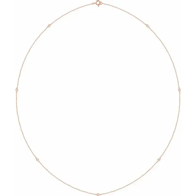 Thumbnail: 14K Rose Gold 1 3/4 CTW Natural Diamond 7-Station 24" Necklace