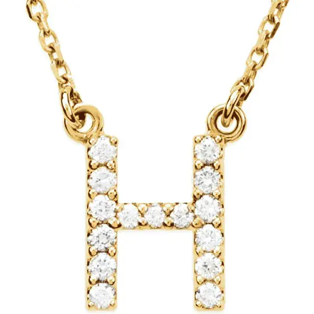 gold h charm with diamonds