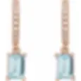 14K Rose Gold Sky Blue Topaz & .08 CTW Natural Diamond French-Set Hoop Earrings