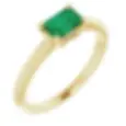 14K Yellow Gold 6x4 mm Natural Emerald Gemstone Side To Side Ring