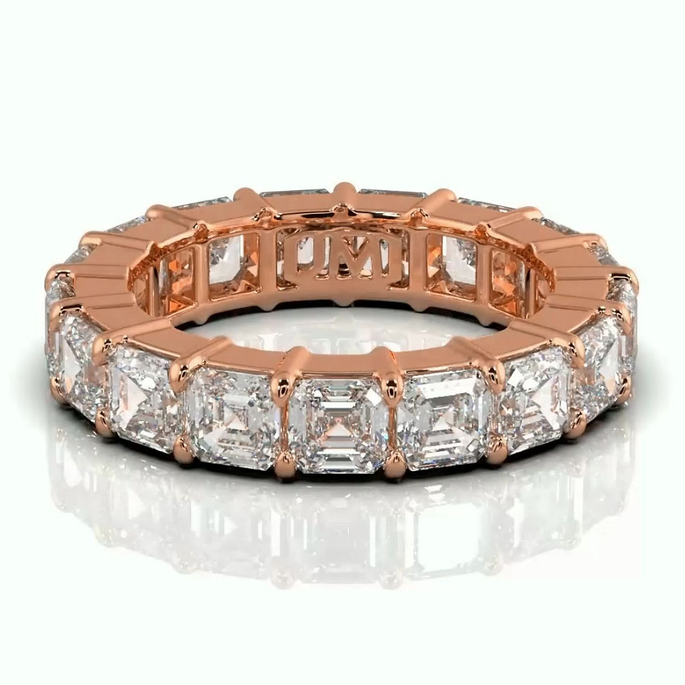 Thumbnail: Asscher Cut Diamond Eternity Band in 14k Rose Gold