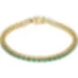 Thumbnail: 14K Yellow Gold Natural Emerald Line 7" Bracelet
