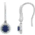 14K White Gold 5.5 mm Halo-Style Natural Sapphire & Diamond Earrings
