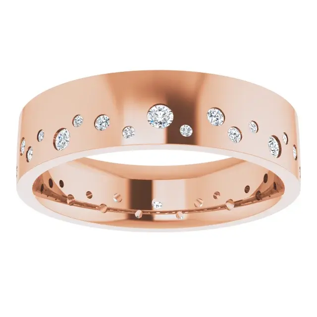 Thumbnail: 14K Rose Gold 6 mm Flat Round Diamond Men's Ring