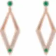Thumbnail: 14K Rose Gold Natural Emerald & 3/8 CTW Natural Diamond Geometric Earrings
