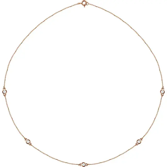 Thumbnail: 14K Rose Gold 1/2 CTW Natural Diamond 5-Station 18" Necklace