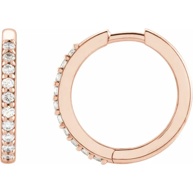 Thumbnail: 14K Rose Gold 1/6 CTW Natural Diamond 15 mm Huggie Earrings