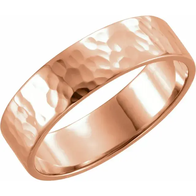 Thumbnail: 14k Rose Gold 2mm Flat Hammered Mens Wedding Band