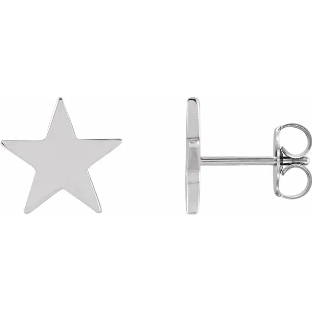 Thumbnail: 14k Gold Star Friction Post & Back Earrings