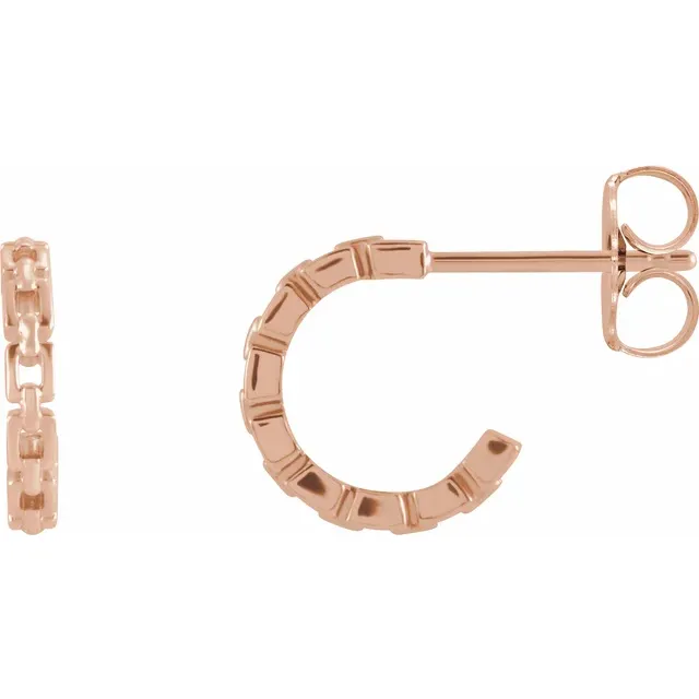 Thumbnail: 14K Rose Gold 10.23 mm Chain Link Huggie Earrings