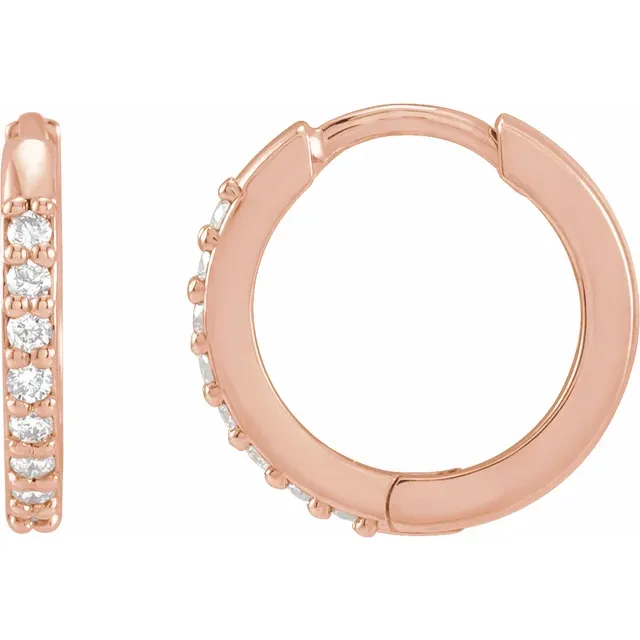 Thumbnail: 14K Rose Gold 1/8 CTW Natural Diamond 12.5 mm Huggie Earrings