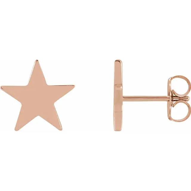 Thumbnail: 14k Rose Gold Star Friction Post & Back Earrings