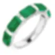 Thumbnail: 14K White Gold 6x4 mm Natural Emerald Gemstone Band