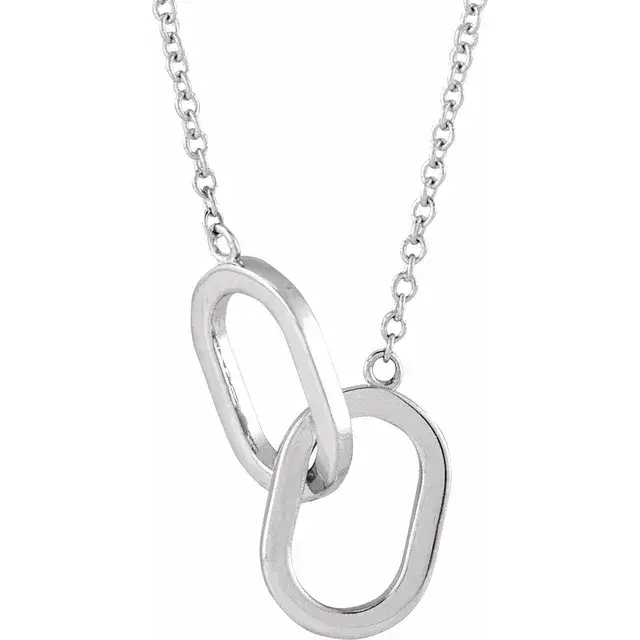 Thumbnail: 14K White Gold Interlocking Link 18" Necklace