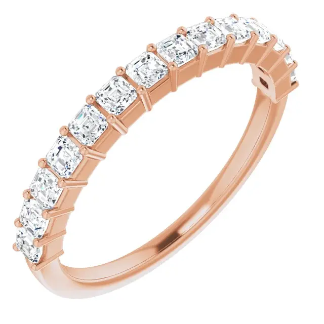 14K Rose Gold 2 mm Asscher Natural Diamond Anniversary Band