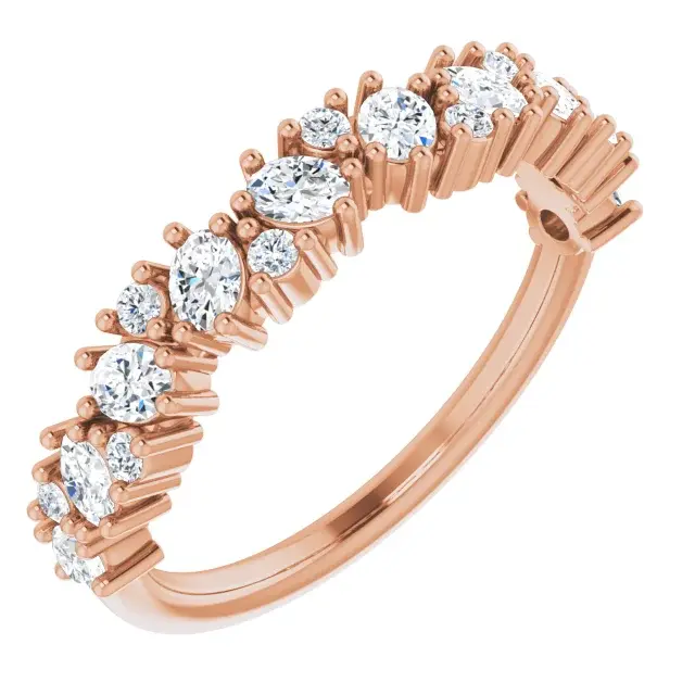 Thumbnail: 14K Rose Gold 3/4 CTW Natural Diamond Cluster Anniversary Band Bottom View