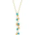 14K Yellow Gold Topaz, Turquoise & 1/8 CTW Diamond Scattered Bar 16-18" Necklace