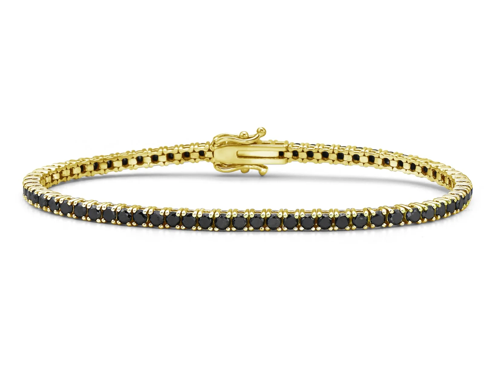 4.75Ct Black Diamond 14K Yellow Gold Line Bracelet
