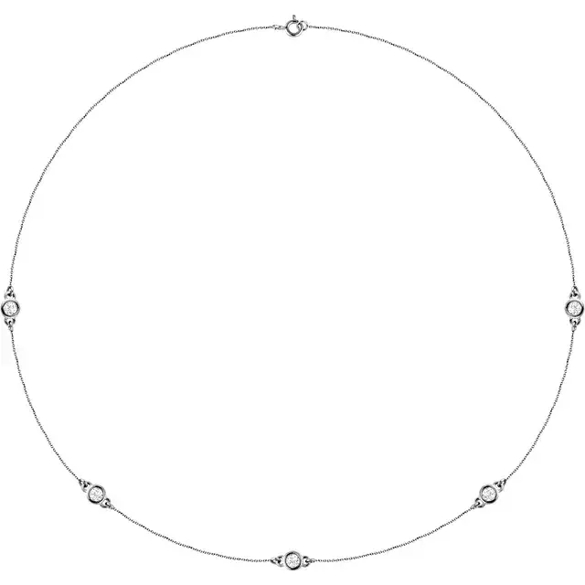 Thumbnail: 14K White Gold 1 CTW Natural Diamond 5-Station 18 Inch Necklace