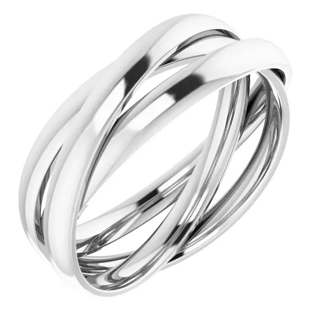Thumbnail: 14K White Gold Three Band Rolling Ring