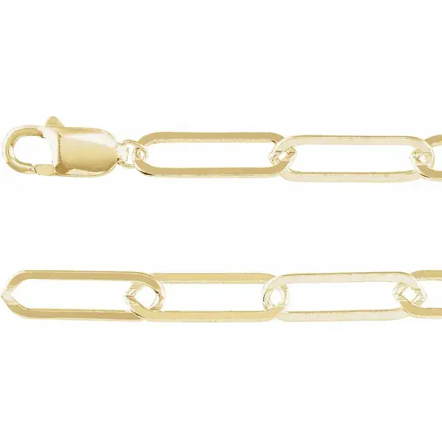 14K Yellow Gold 6.2 mm Elongated Link Cable 18" Chain