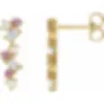 Thumbnail: 14K Yellow Gold Opal, Pink Sapphire & 1/10 CTW Diamond Scattered Bar Earrings