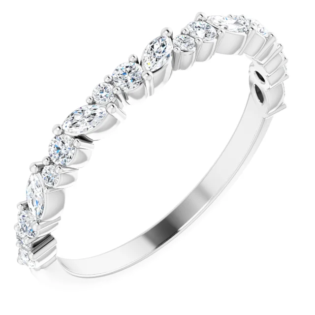 14K White Gold 3/8 CTW Natural Diamond Anniversary Band Bottom View