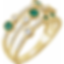 14K Yellow Gold Layered Ring with Round Cut Emeralds and Diamonds with Diamond Band