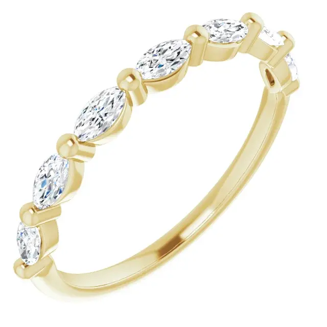 14K Yellow Gold 4x2 mm Natural Diamond Marquise Anniversary Band