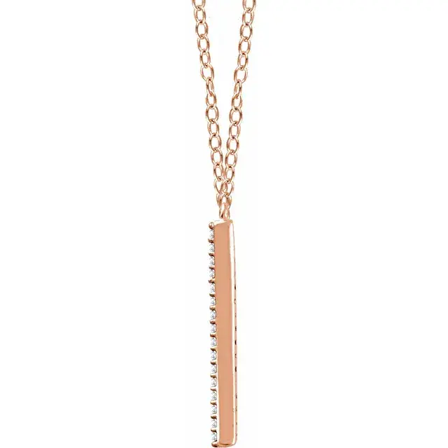 14K Rose Gold 1/6 CTW Natural Diamond V 18" Necklace