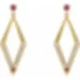 14K Yellow Gold Natural Pink Sapphire & 3/8 CTW Natural Diamond Geometric Earrings