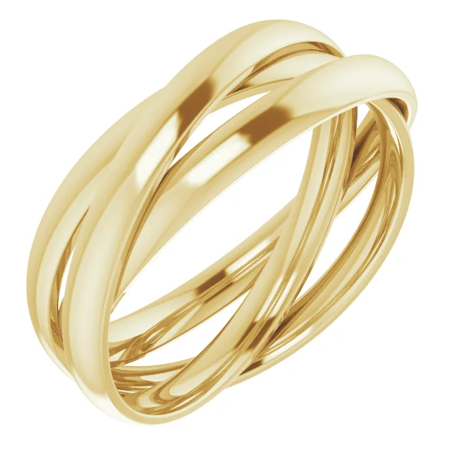 14K Gold Three Band Rolling Ring