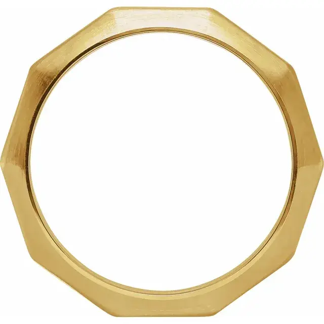 14K Yellow Gold 3 mm Geometric Decagon Men's Wedding Band