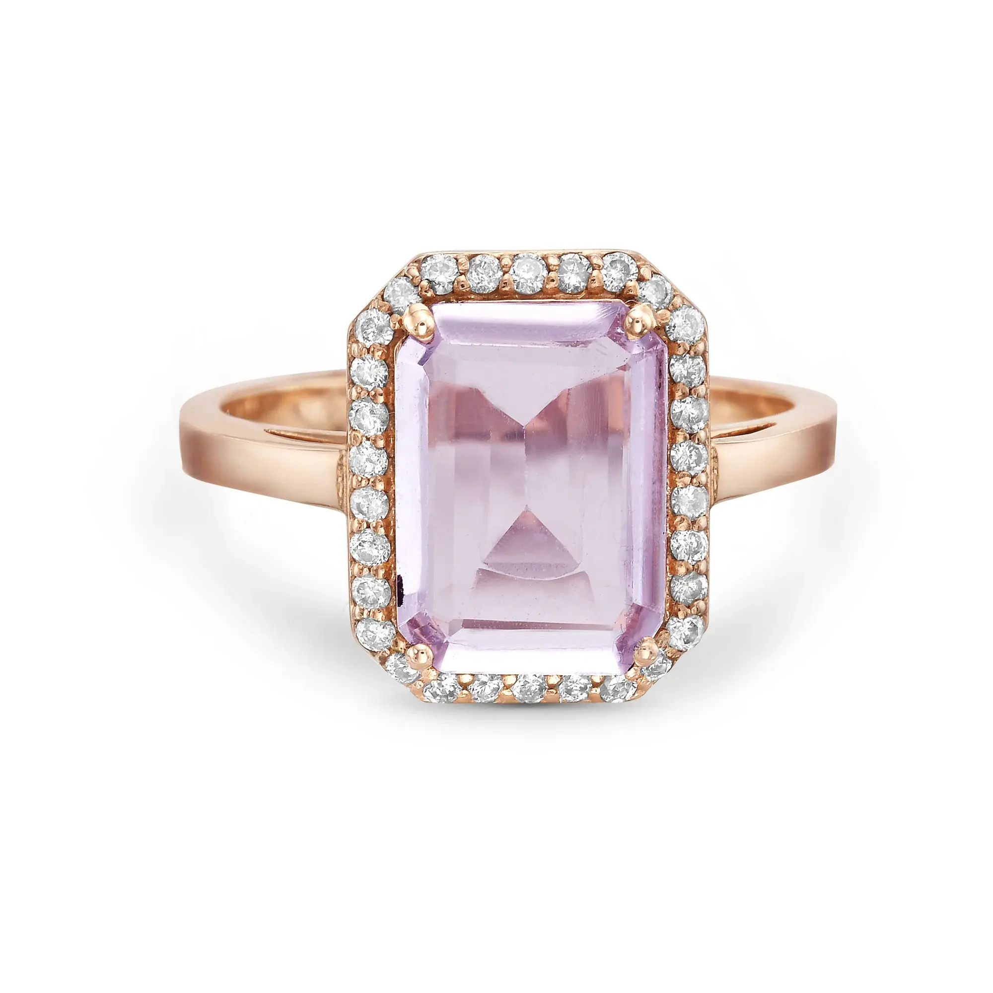 14k Rose Gold 1.95 carat Morganite Diamond Halo Ring