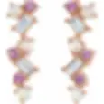 14K Rose Gold Opal, Pink Sapphire & 1/10 CTW Diamond Scattered Bar Earrings