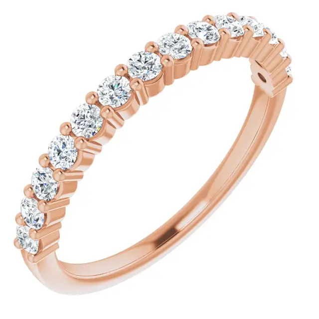 14K Rose Gold 2 mm Round Natural Diamond Anniversary Band