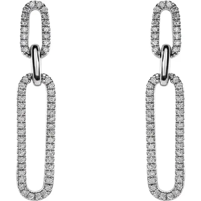 Thumbnail: 14K White Gold 1/3 CTW Natural Diamond Link Earrings