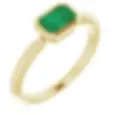 14K Yellow Gold Bezel Set 6x4 mm Emerald Gemstone Ring